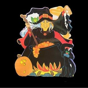 Vintage Eureka Halloween Diecut Cardboard Witch Cat Pumpkin Frog Brew USA